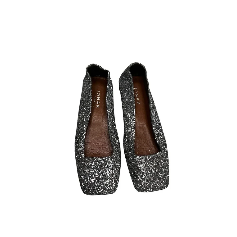 Jonak Paris glitter square-toe ballet flats Size 36 Silver